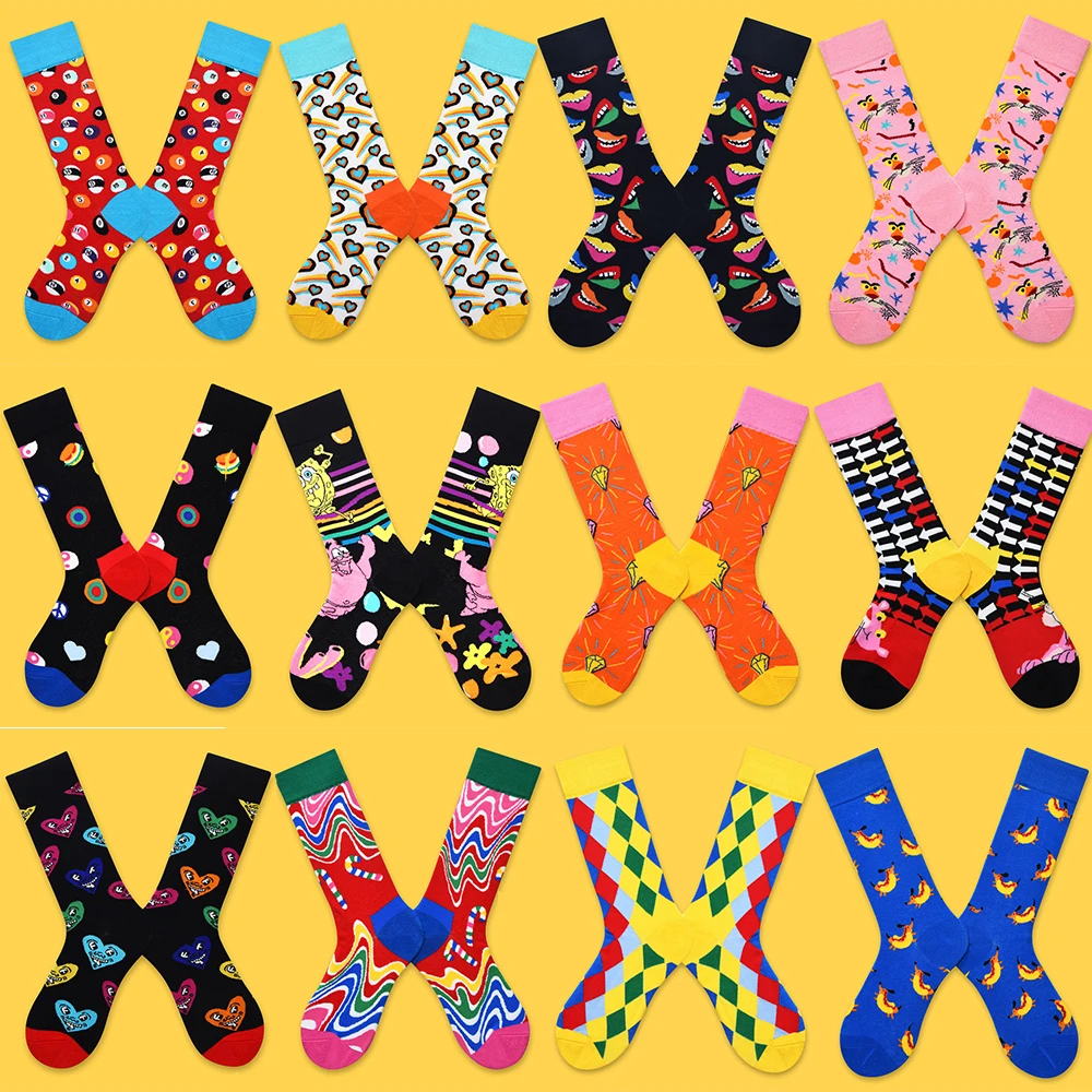 New Swedish fashion brand socks female geometric cartoon animal high tube color female socks socks in tube