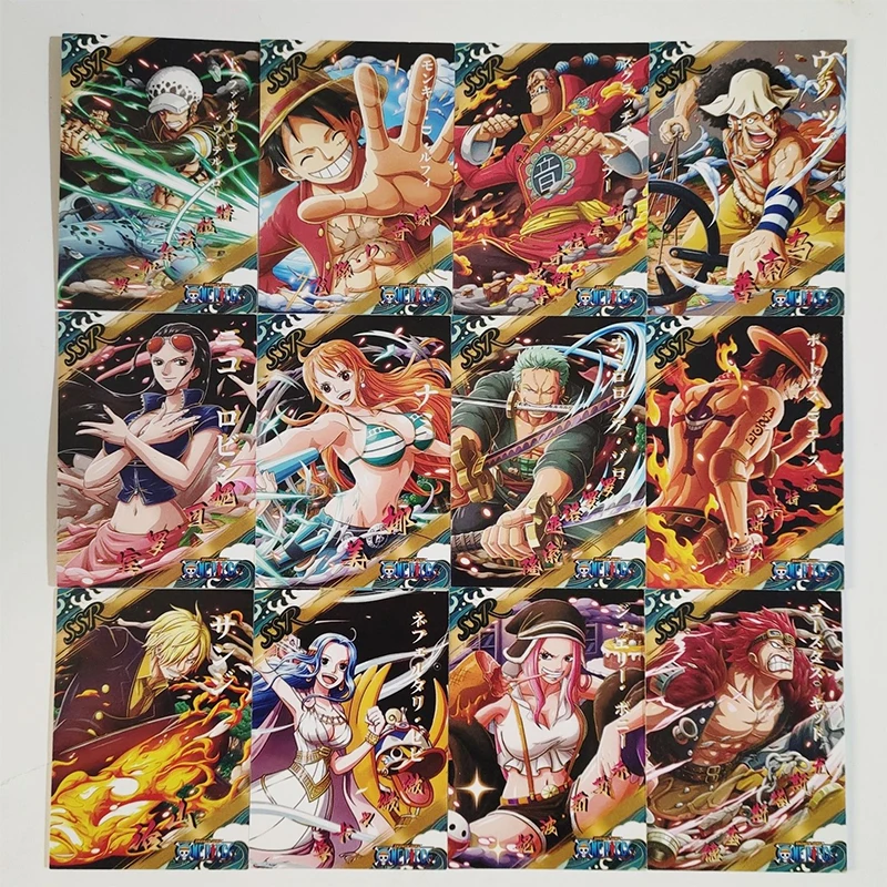 애니메이션 원피스 SSR SR 카드 세트 루피 에이스 조로 산지 나미 로빈 컬렉션 카드 크리스마스 생일 선물 어린이 장난감