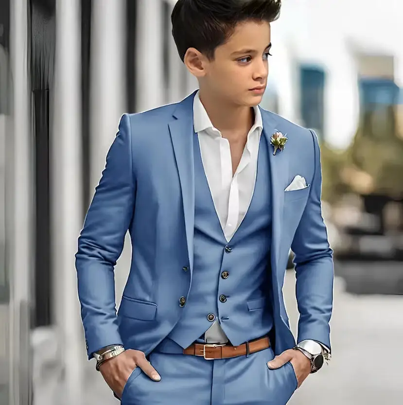 الفاخرة الأخضر الأولاد الدعاوى 3 قطعة سترة السراويل سترة أنيقة الزفاف الصبي الملابس عالية الجودة مخصصة مجموعات كاملة زي الاطفال