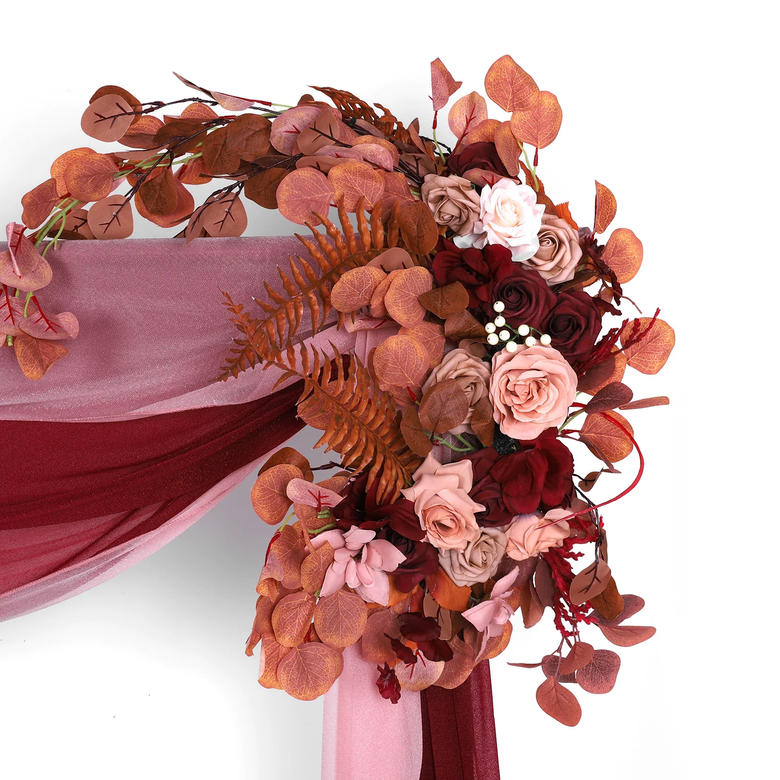 

Pack of 4 Artificial Arch Flowers Swag with Drapes Wedding Arch Artificial Flowers Kit for Wedding Ceremony Reception