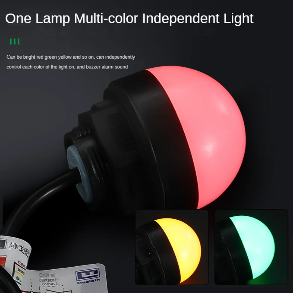 Waterproof Light LED Mini Warning Ball Round Signal Light Acousto-optic Alarm Light Equipment Integrated Tricolor Lamp 12V24V220