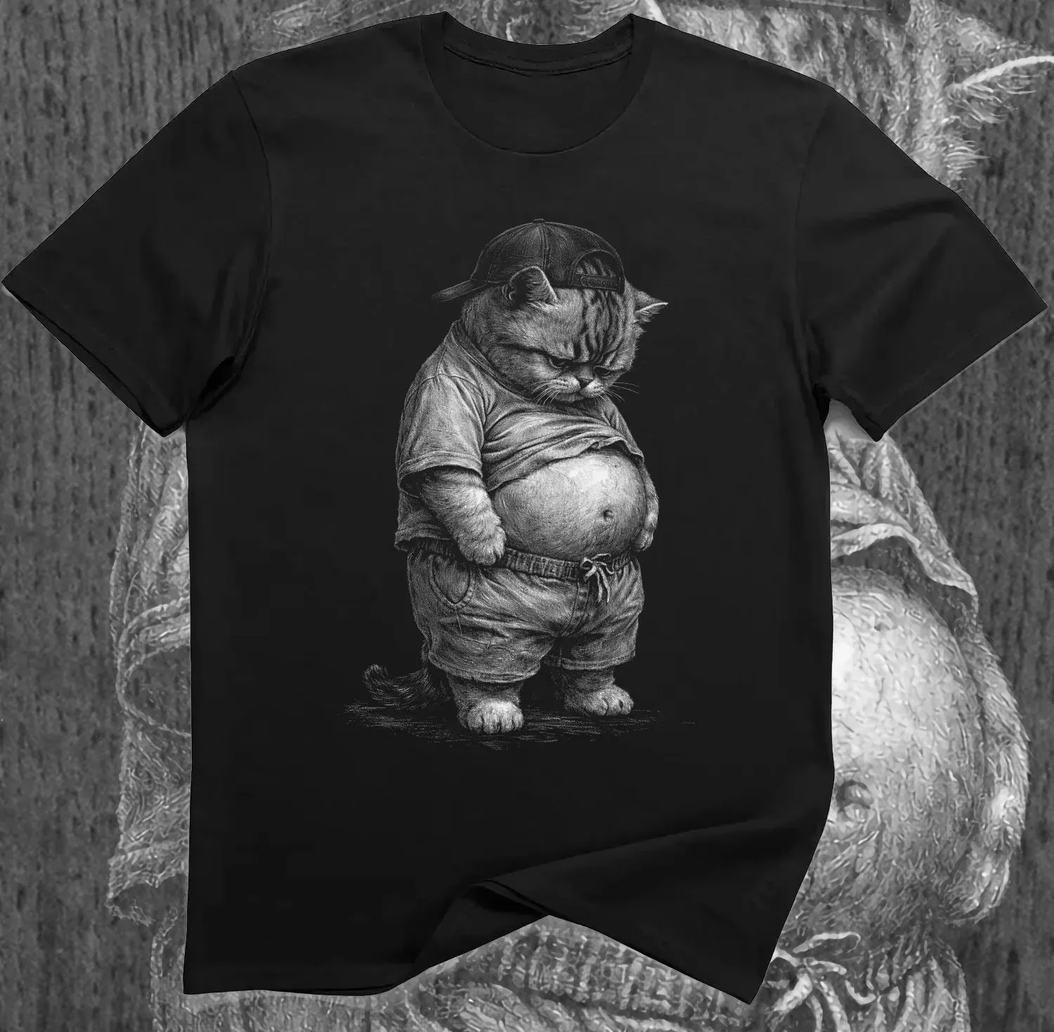 Grumpy Kitty Dad Bod Shirt – Funny Chubby Cat Meme Tee,Four season popular unisex T-shirt