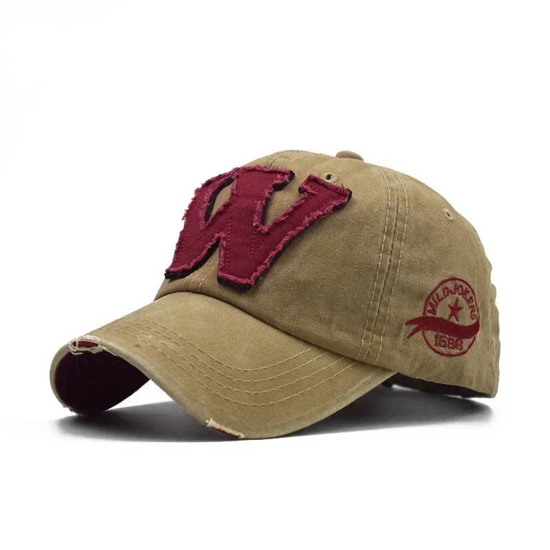 Baseballkappe mit besticktem Buchstaben W, Snapback-Kappen, Knochenkappe, Distressed-Look, passgenaue Kappe für Herren, individuelle Hüte – Detail 1