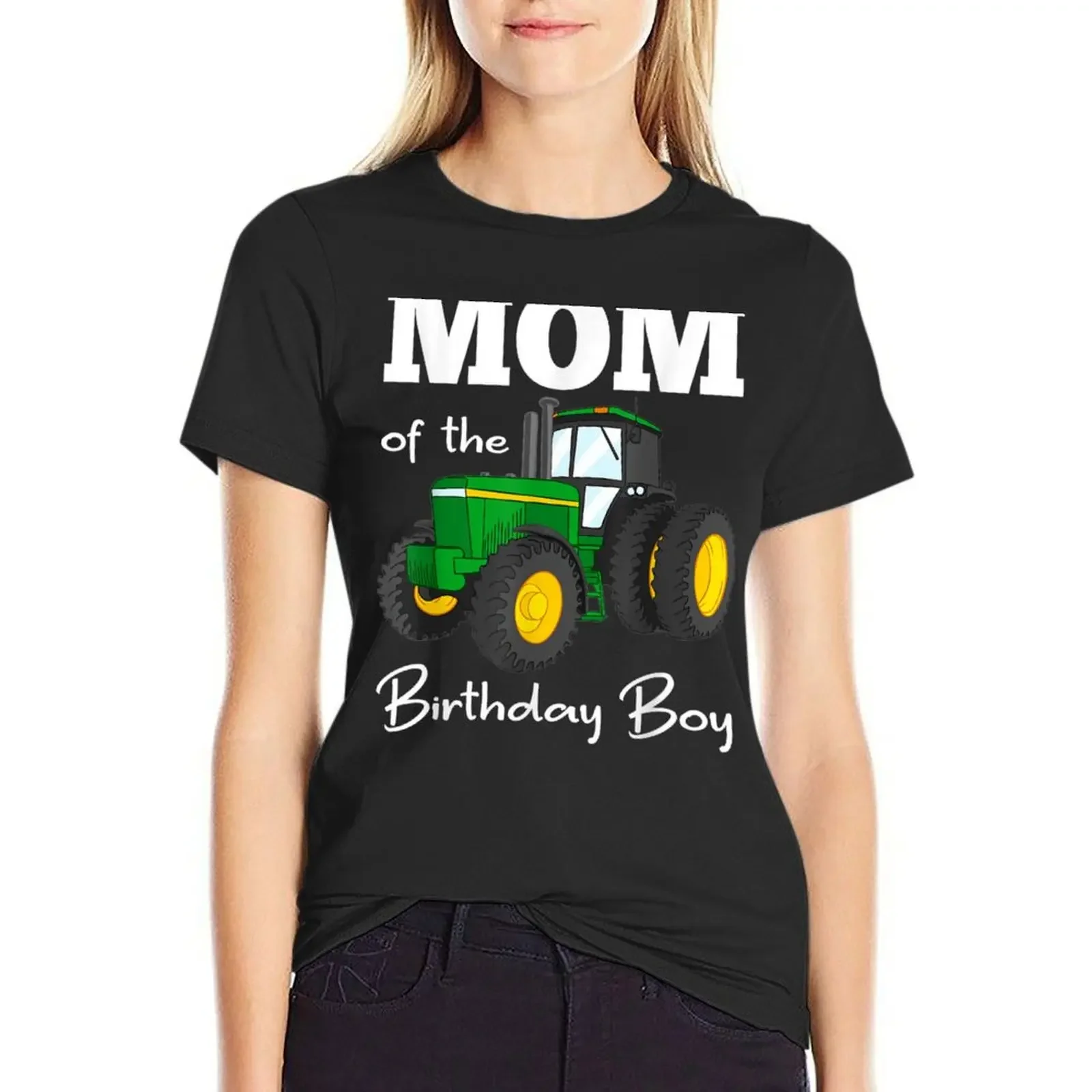 

Mom Of The Birthday Boy Tractor Farm Party Tee T-Shirt plus size tops anime clothes cute t-shirts for Women