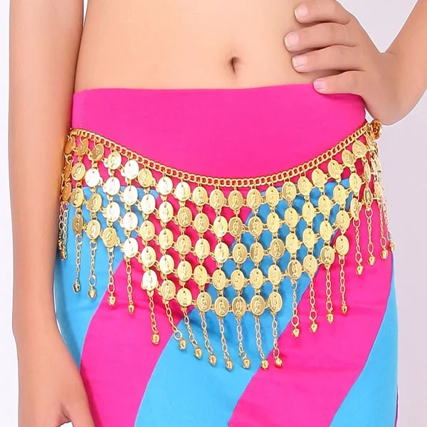 Woman Tribal Coin Belt Belly Dance Waist Chain Metal Coins Hip Scarf Gypsy Costume Skirt Belt Gold and Silver Dance Accessory