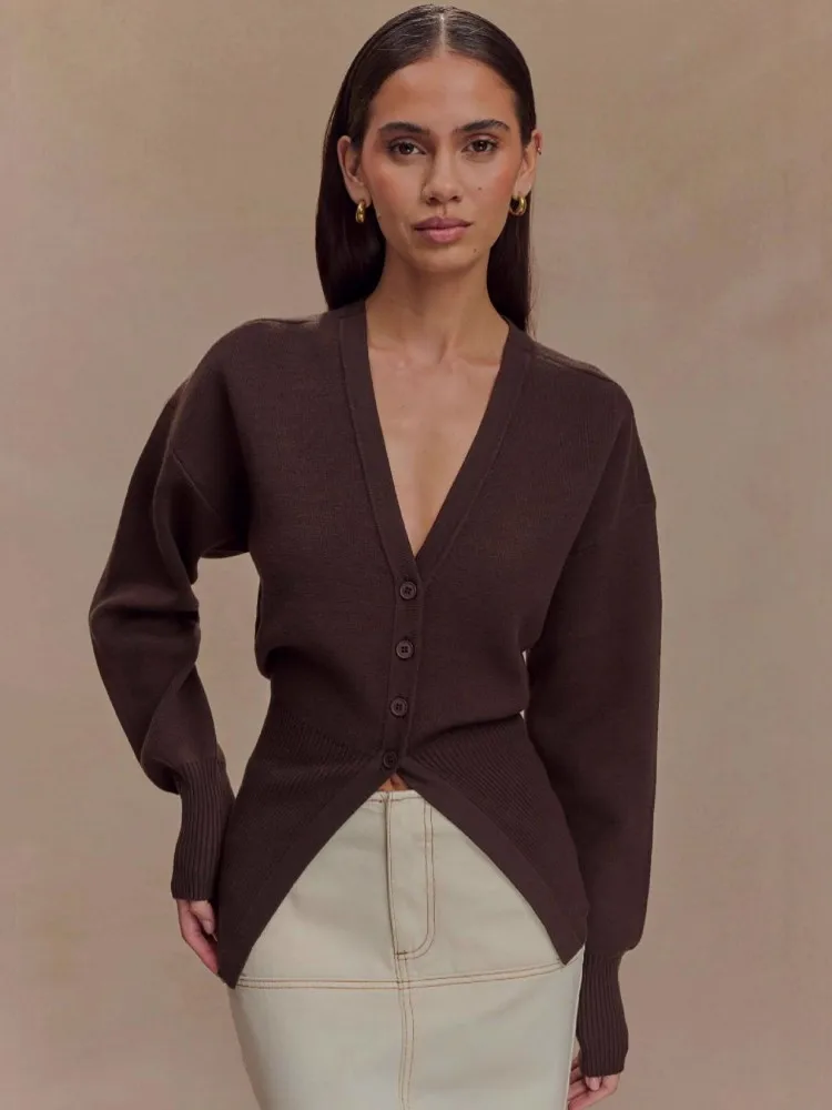 

Women Knit Cardigan Sweater Coat 2025 Autumn Winter Long Sleeve V-Neck Print Button Top Knitwear Female Outerwear Jacket