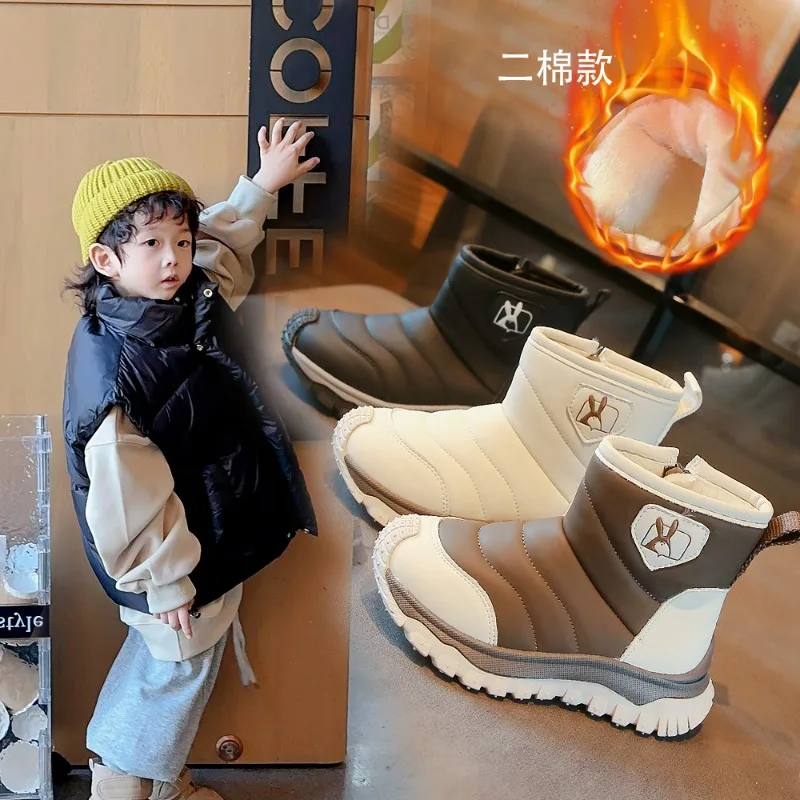 

Children's Snow Boots Boys 2025 New Winter Velvet Thermal Cotton Shoes Boys Casual Fashion Casual Shoes