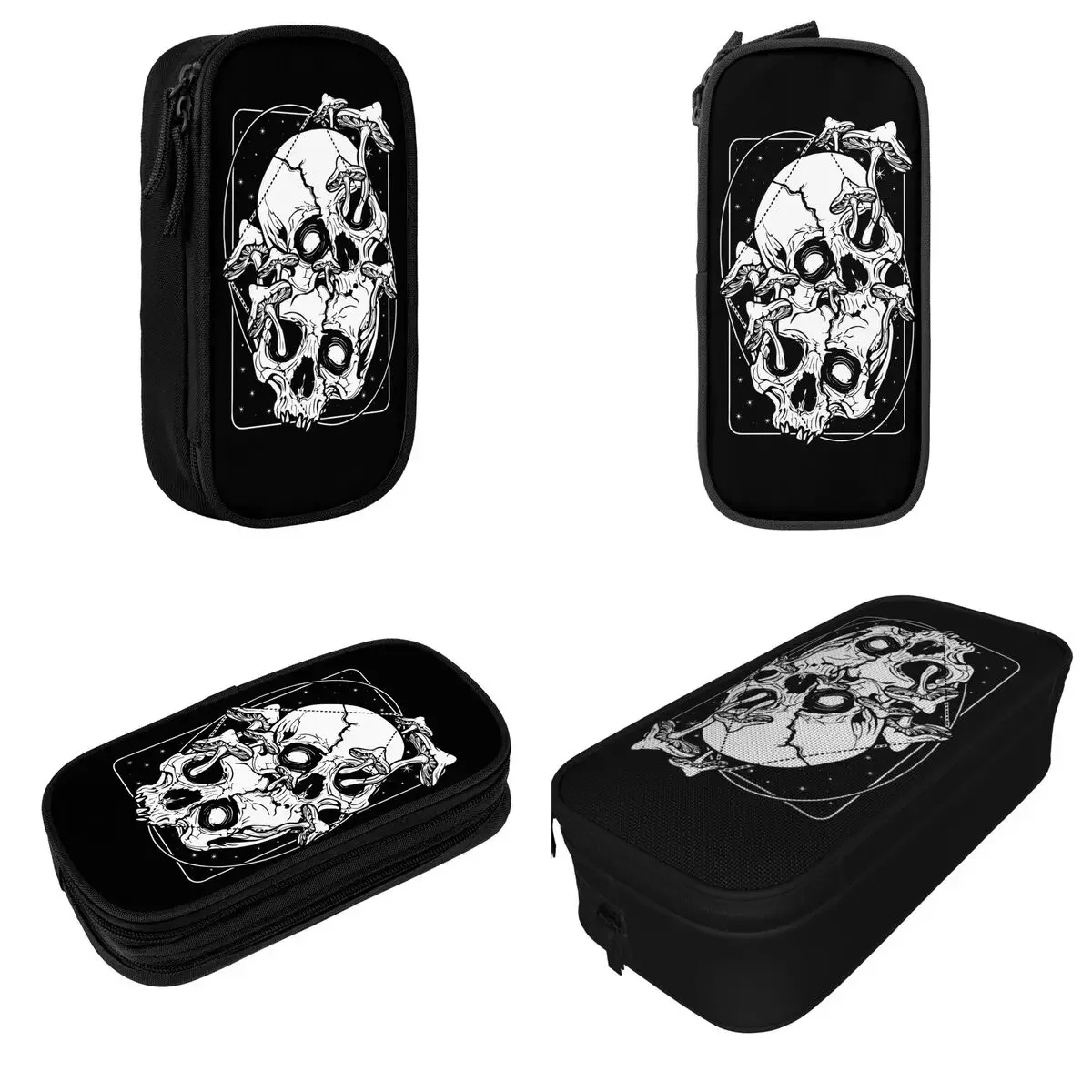 Overgrown Mushrooms Gone Wild Skull Pencil Case Skeleton Gothic Dark Horror  Box Pen Holder Bags School Gifts Stationery