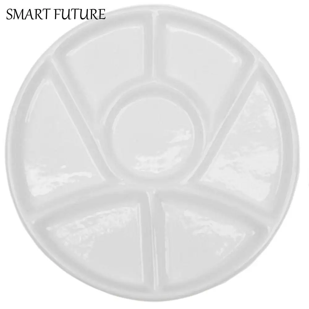 6/7/8/9 شبكات لوحة طلاء السيراميك المحمولة الأبيض الخزف لوحة زهرة على شكل قابلة لإعادة الاستخدام خلط علبة ألوان اللوحة