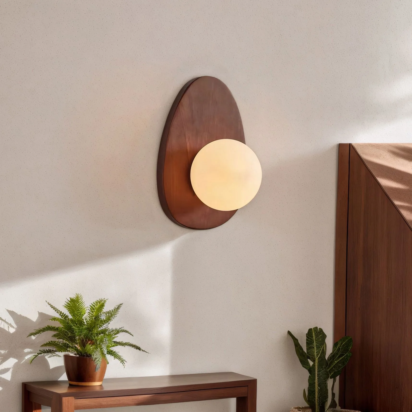 Wooden LED Wall Lamps Vintage Living Room Glass Ball Wall Lights Doorway Hallway Wall Lamp for Room Decor Fixture