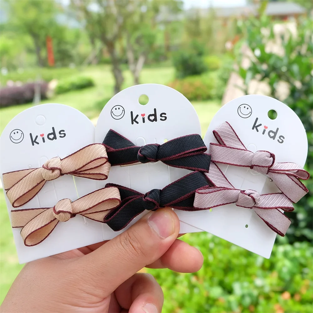 2Pcs/Set Ribbon Bowknot Hair Clips For Girls Women Princes Barrettes Kids Hair Accessories Colored Hairpins Fashion Headdress