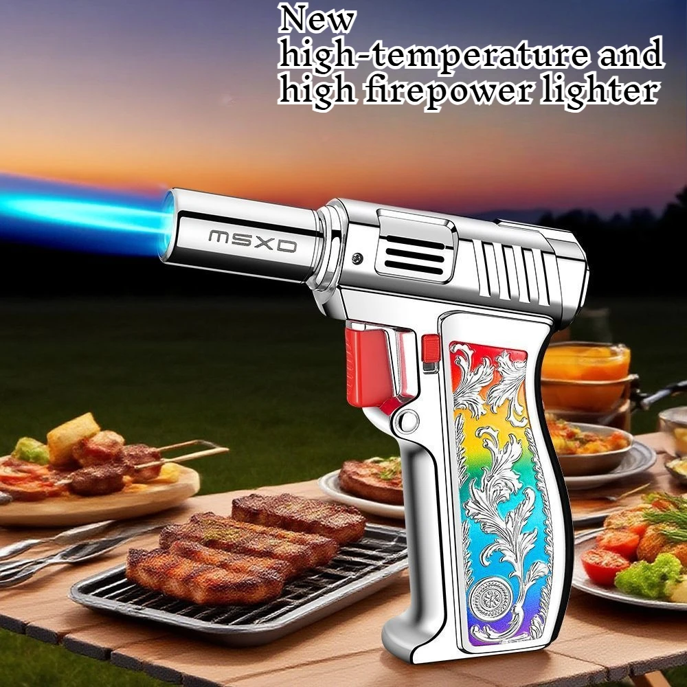 

New High-end Durable Powerful Spray Gun Melted Gold and Silver BBQ Ignition Portable Home Lighter Cigarette Accessories