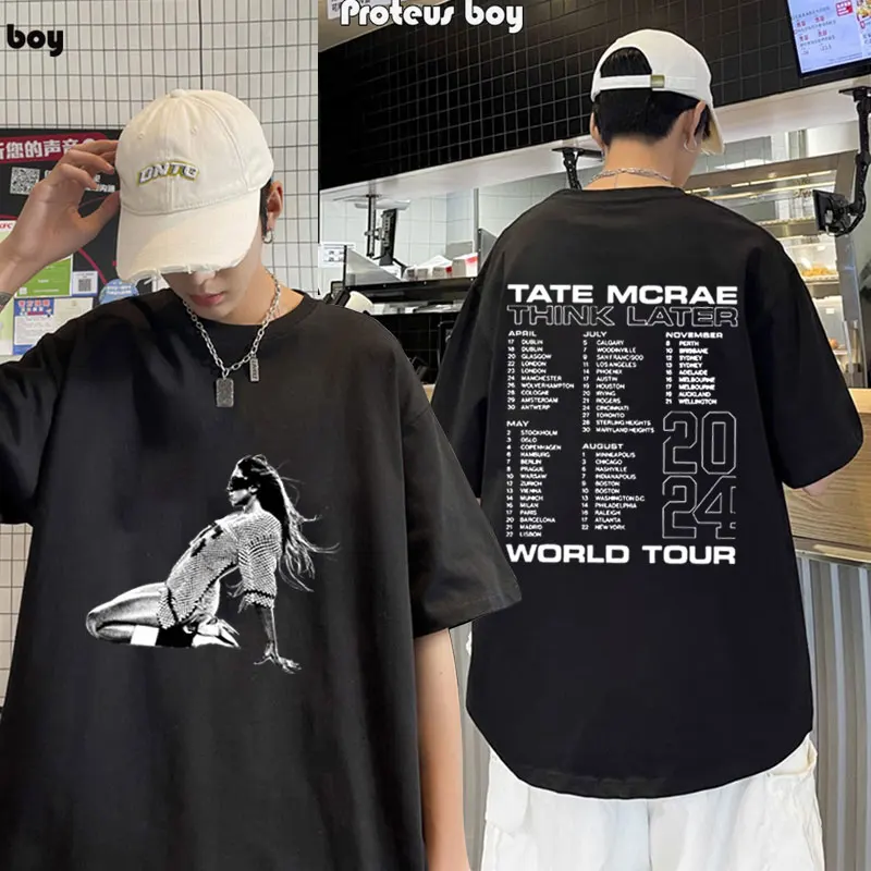 

Rapper 2024 Tate McRae Tour Album Print T Shirt Stylish Vintage High Quality Oversized T-shirt Men's Women Hip Hop Harajuku Tees