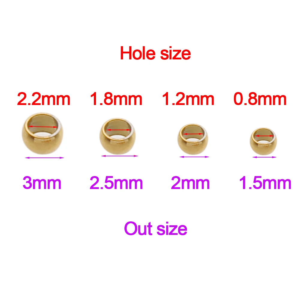 Perles d'espacement de bouchon en acier inoxydable, boule de positionnement, perles CriAJEnd pour bijoux à bricoler soi-même, fournitures exécutives, 100-200 pièces, 1.5mm, 2mm, 2.5mm, 3mm