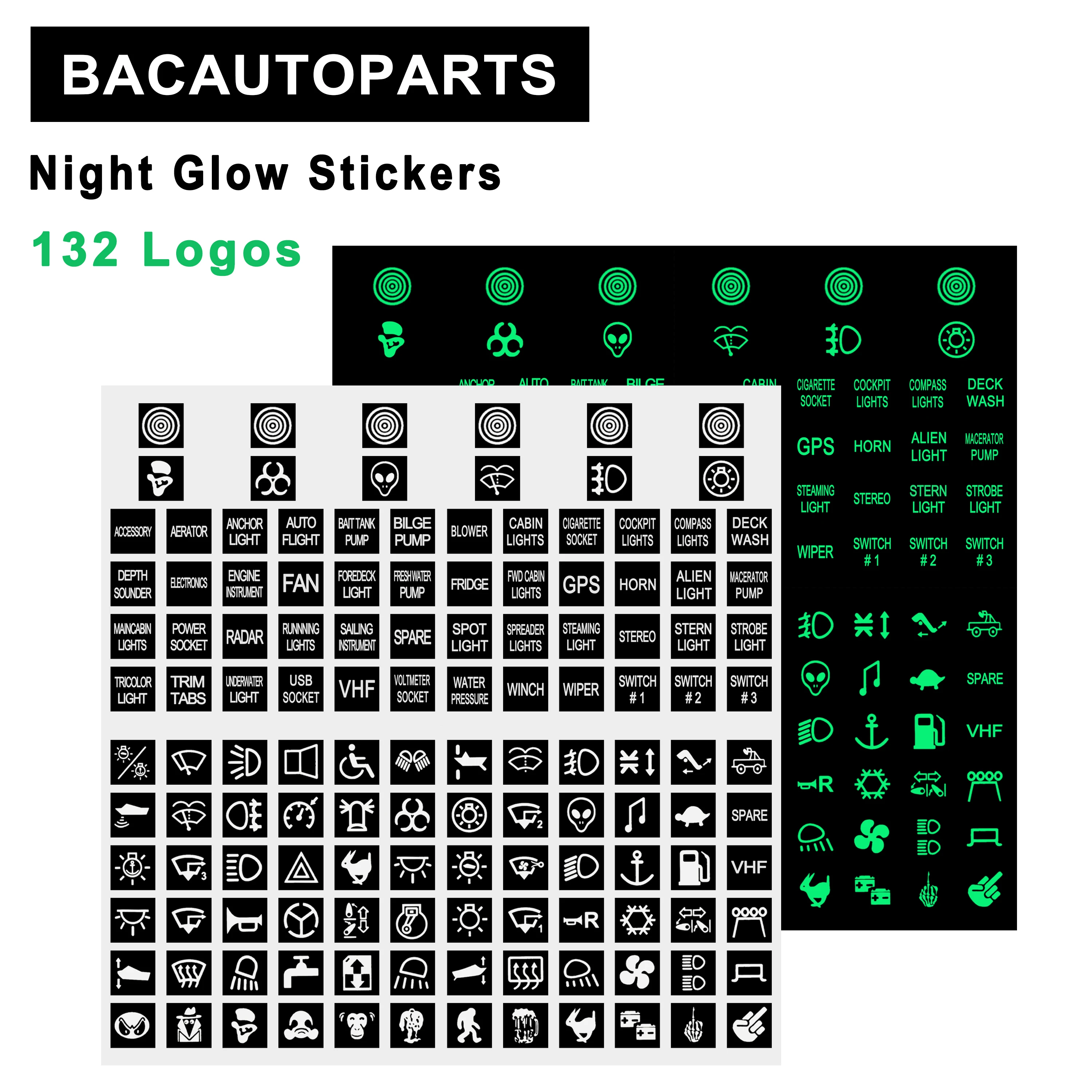 

Rocker Switch Labels Stickers Decal Circuit Panel Night Clow 132 Logos For Car Marine Boat Truck Replacement Switches Relays