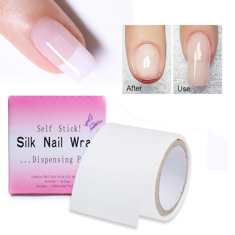 1 Roll of Nail Repair Fiberglass Wire Bag Self-Adhesive Strong Protection Reinforced Extension White Sticker Damaged Manicure Tool