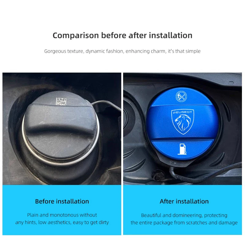 

Peugeot Logo Car Fuel Tank Cap Aluminum Alloy Fuel Filler Cover For Peugeot 206 207 308 3008 Auto Exterior Parts