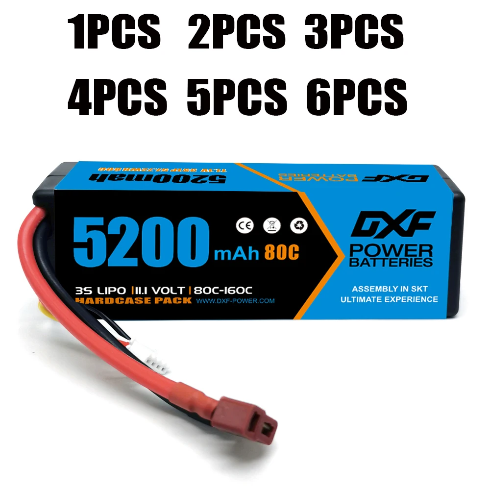 

DXF 3S Lipo Battery 11.1V 5200mAh 80C Deans/T Plug Hardcase For 1/8 Buggy Truggy Offroad Car Boat Truck Airplane UAV RACING