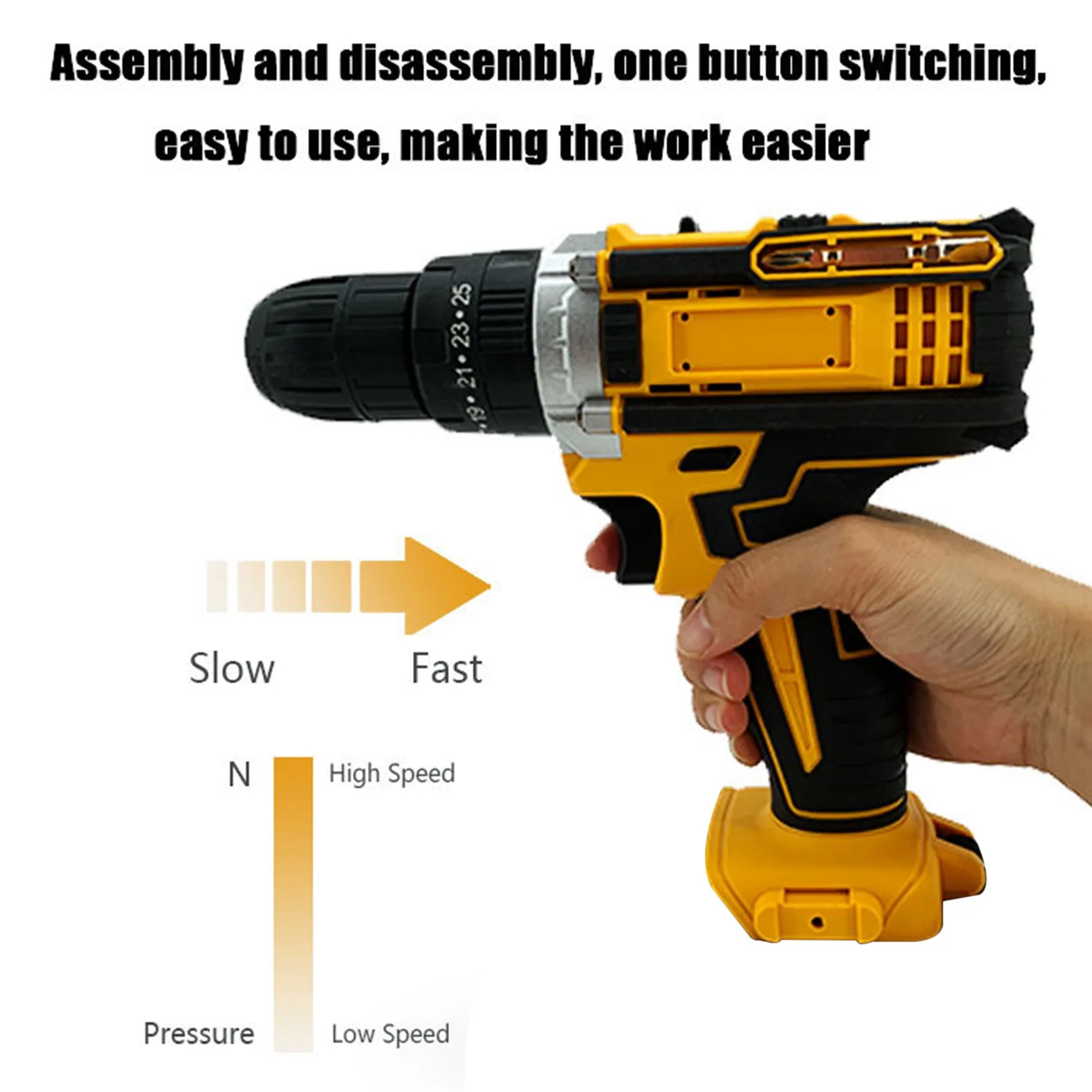 For 21V Impact Electric Drill Variable Speed Impact Electric Screwdrivers Cordless Drill Lithium Battery 3000RPM