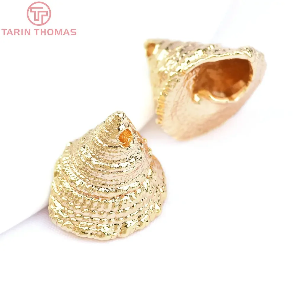 

(6367) 6PCS 14x13MM 24K Gold Color Brass Conch Shaped Charms Pendants High Quality DIY Jewelry Making Findings Wholesale