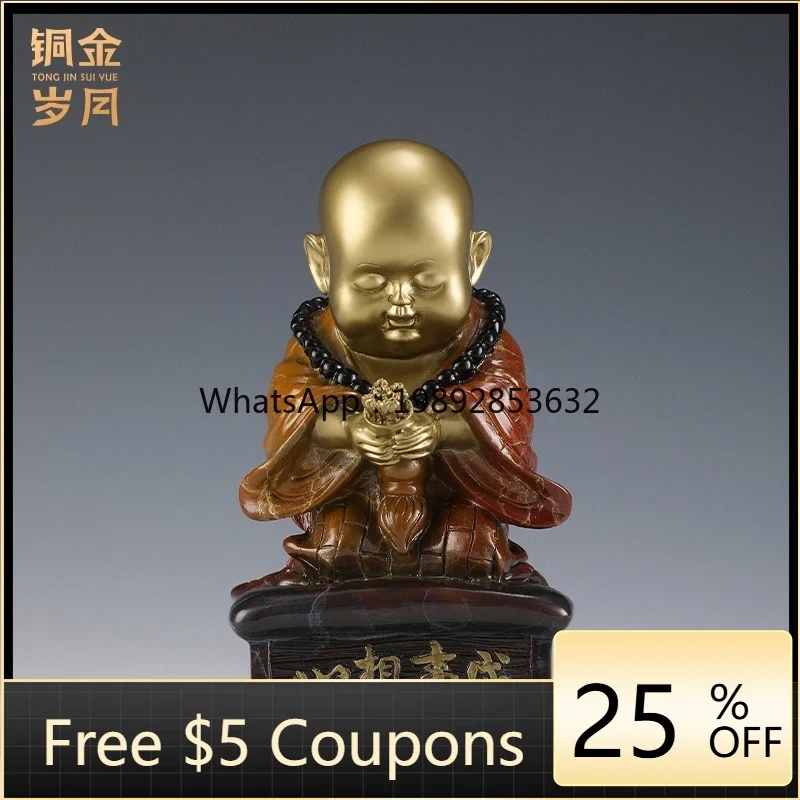 LYY LYY Copper Art Workshop Wish Fulfillment Monk Figurine Everything Goes Well Home Decoration Living Room Wine Cabinet Ornament - Aliexpress Deal