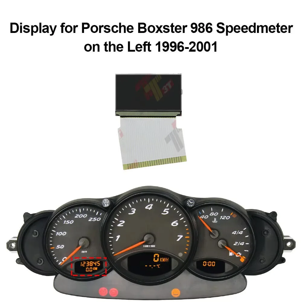 Dashboard LCD Display for Porsche 911 996 and 986 Boxster Speedmeter on the Left KM Version