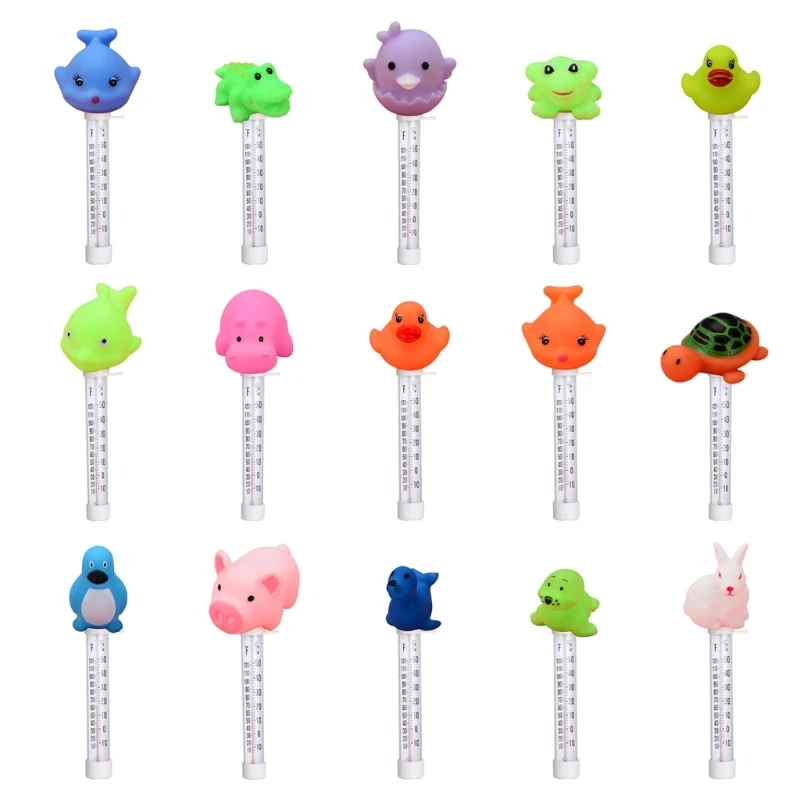 Floating Pool Thermometer Cartoon Animal Easy Read for Water Temperature with String for Outdoor Indoor Swimming Pools