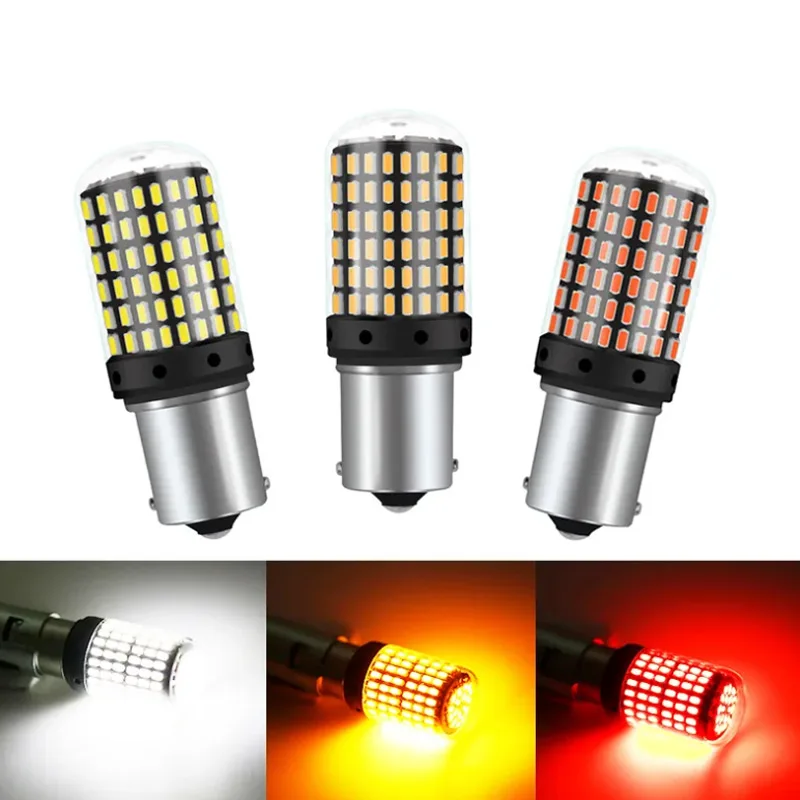 2X 1156 ba15s py21w CANBUS No Error Led Light T20 7443 7440 BRAKE 1157 3157 3014 144SMD Reverse Lamp Turn Signal light White 12V