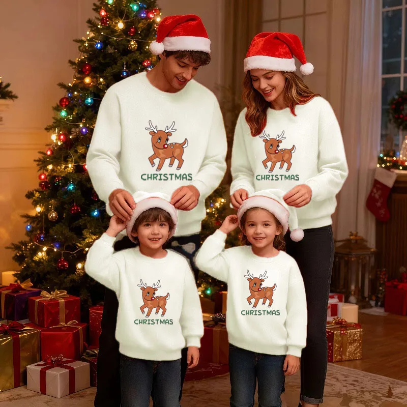 

Family Matching Christmas Sweatshirt Mickey Minnie Cotton Apparel Parent Child Couple Unisex Adult Kids Holiday Wear Christmas