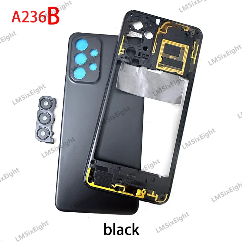 A23 For Samsung Galaxy A23 5G A236 Battery Case Housing Rear Door Lid Chassis Middle Frame Back Cover + Camera Lens Repair Parts