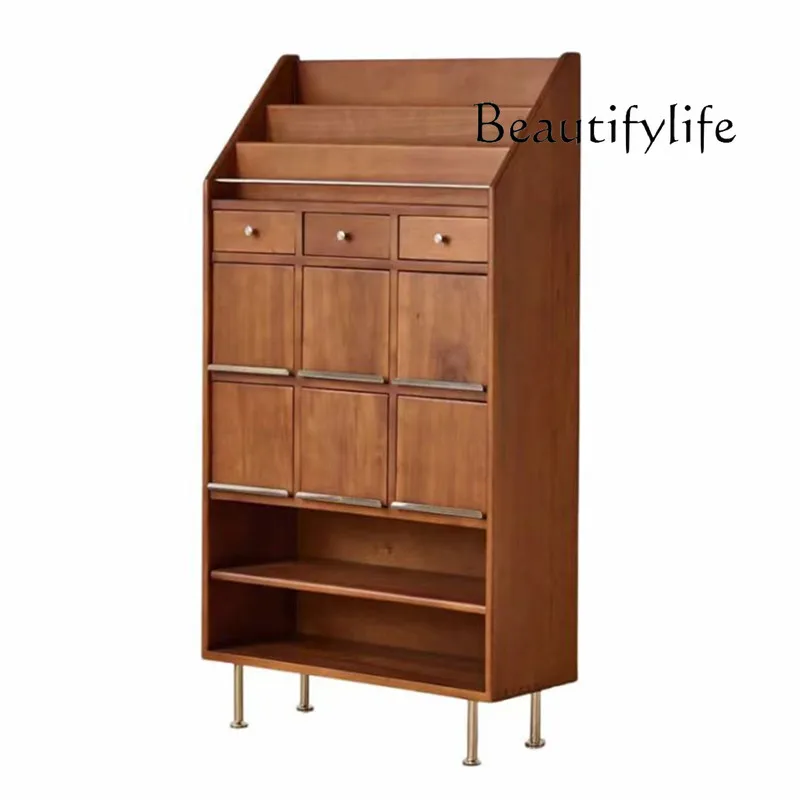 

Nordic complex medieval storage locker Simple living room Sofa study Side cabinet Traditional Chinese medicine cabinet
