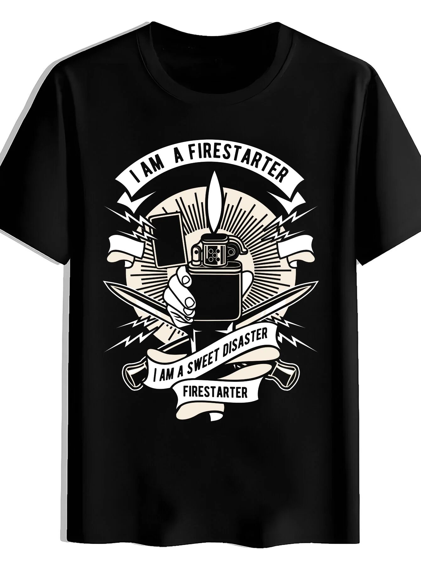 Men'S Crew Neck T-Shirt With Firefighter Print | Comfortable, Stretch Fabric, Machine Washable, Quick Drying, Ideal For Daily Wear, Sports, Dates, Travel, Parties, Festivals, Durable And Shape-Preserving