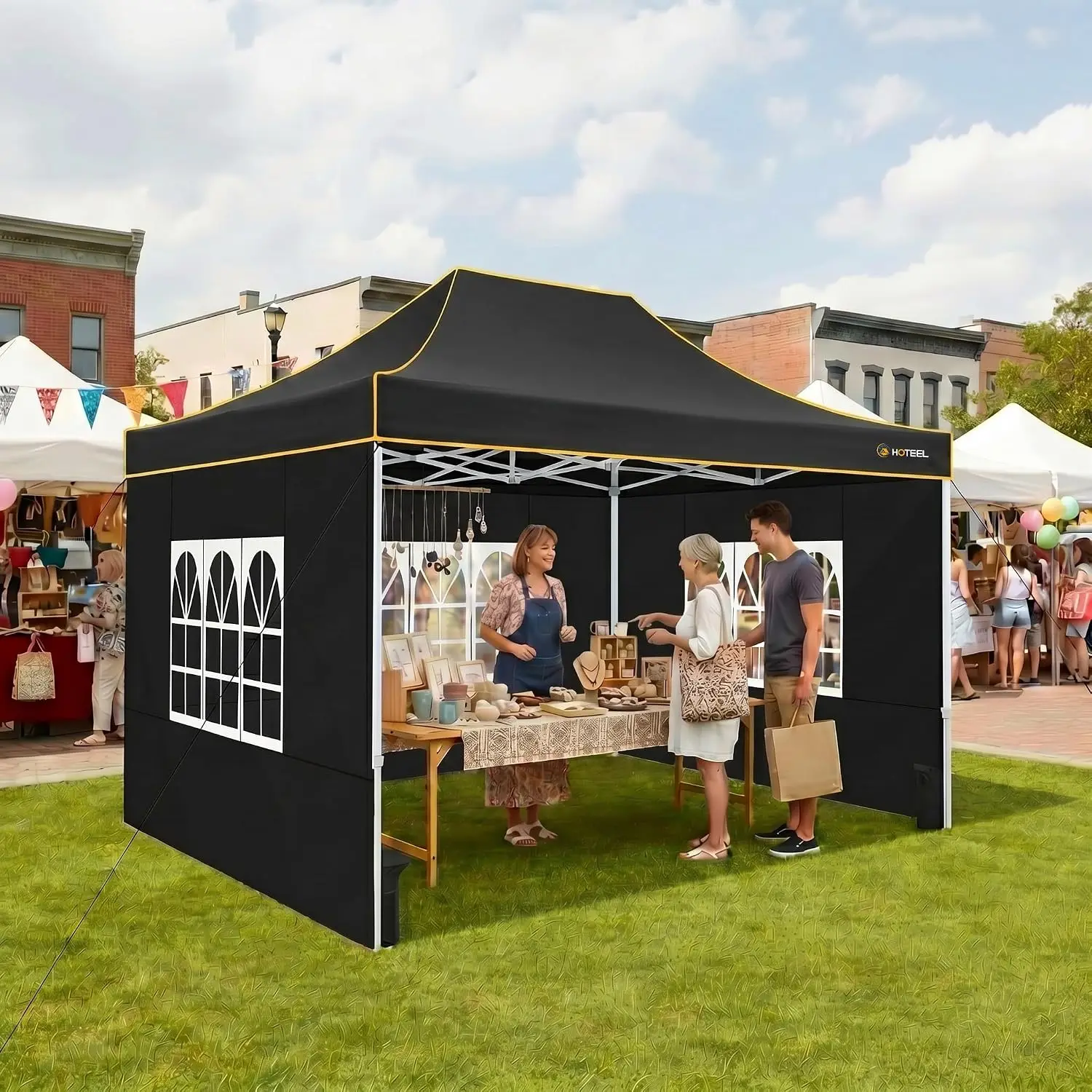 10x15 Pop Up Canopy Tent Gazebo, 420D Heavy Duty, 4 Sidewalls, White