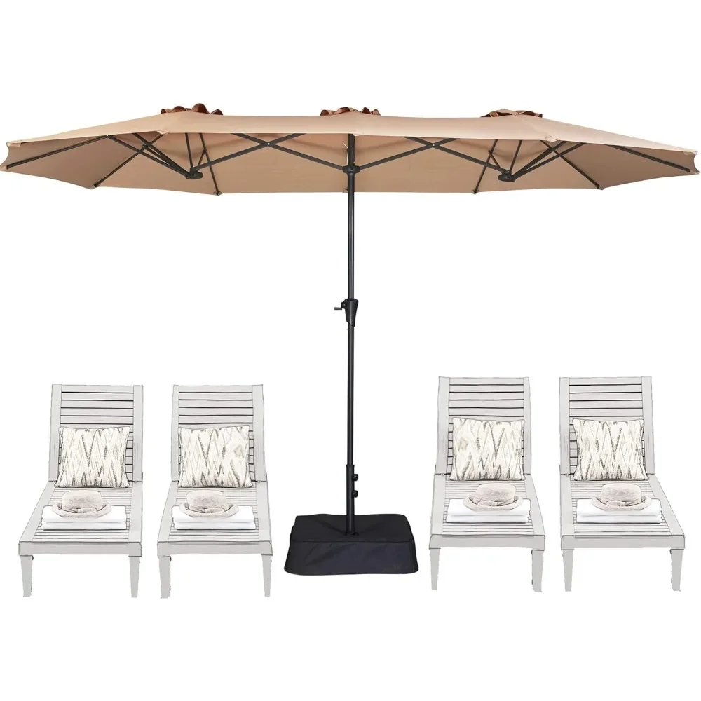 Patio Umbrellas for Double Sided with Base and Fade Resistant Canopy, 13ft Outdoor Umbrella