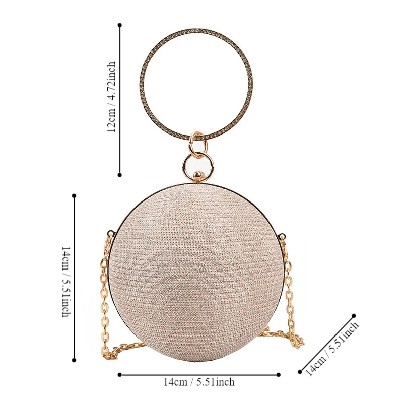 Circular Ring Portable Evening Bags Metal Round Ball Handbags For Lipstick Elegant Clutch Purse Wedding Wallets Crossbody Bag