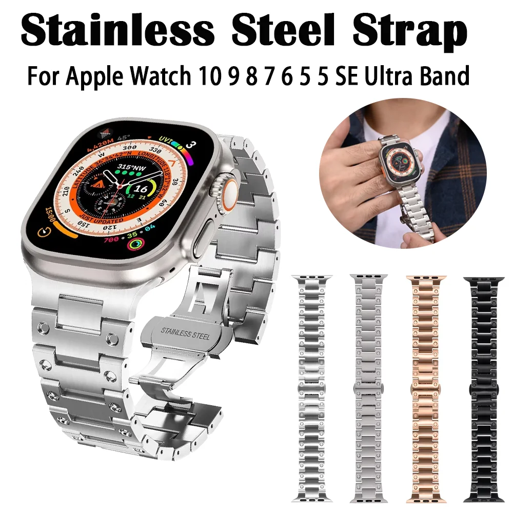 

Ремешок из нержавеющей стали для Apple Watch Band Ultra 2 49 мм серии 10 9 8 7 46 мм 45 мм Браслет iWatch 6 5 4 SE 44 мм браслет Correa