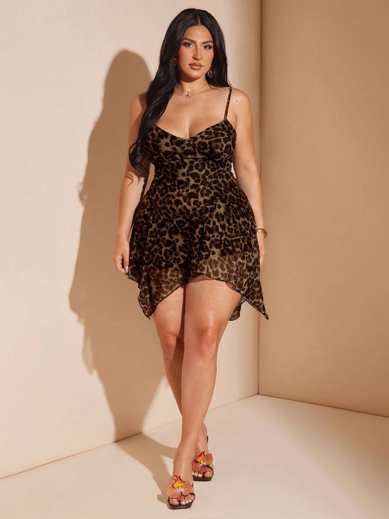 

Асимметричное платье-слип с леопардовым принтом больших размеров для женщин, элегантное сексуальное мини-платье для вечеринок, отпуска и пляжа