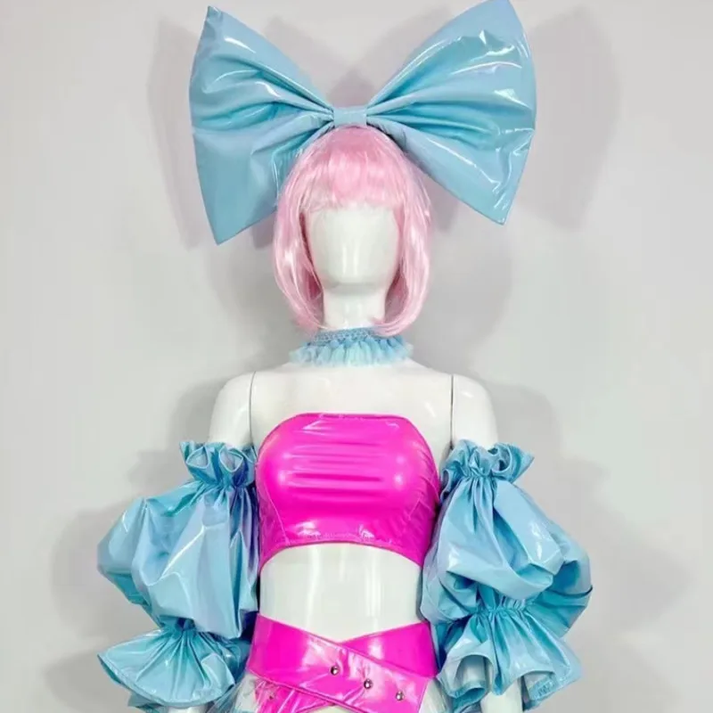 Dzień Dziecka Bar Klub nocny Seksowny kostium taneczny Kobiety Piosenkarka DJ Tancerka Klub Impreza Pokaz Bikini Zestaw Muszka Biustonosz Rękaw bąbelkowy