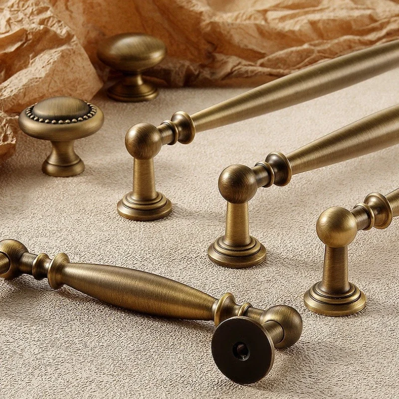 Vintage Brass Furniture Pull Handles Bronze Long Bar Shoe Cabinet Door Handles Drawer Knob for Kitchen Wardrobe Cupboard Pulls