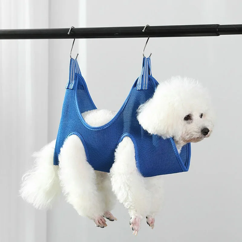 Cats Grooming Hammock Cat Dog Nail Trimming Restraint Bag Anti-Scratch Sling for Small Medium Dogs Adjustable Hanging Helper