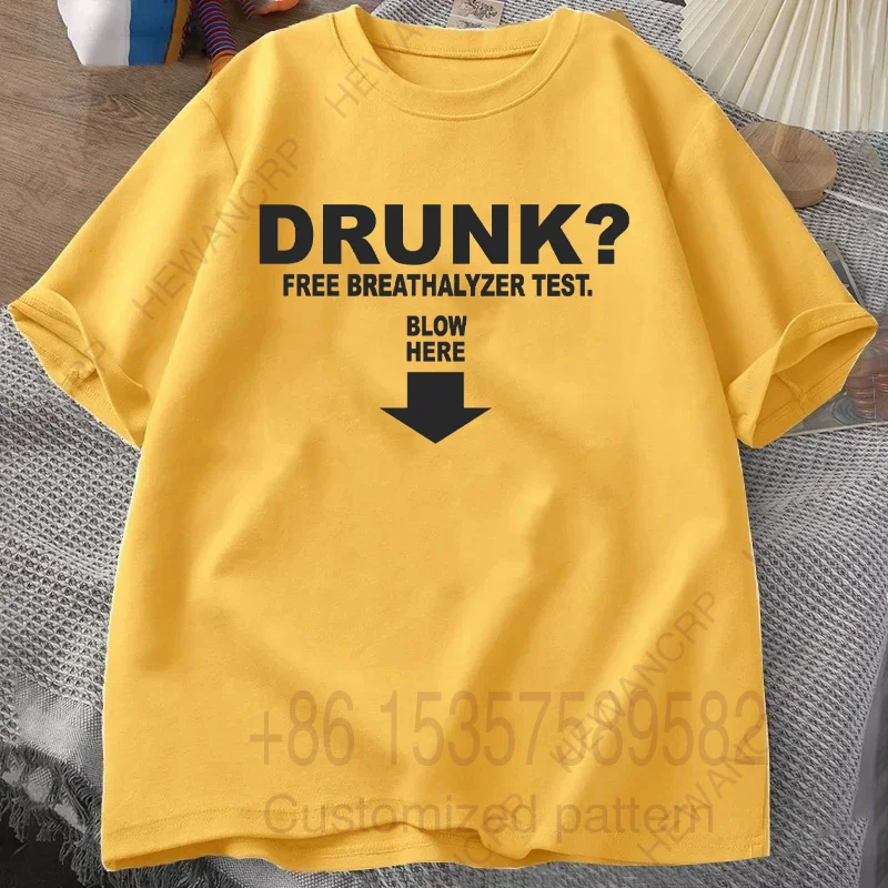 Drunk Free Breathalyzer Test Men's T-shirt Summer Tracksuit Harajuku O-Neck Pullover Short Sleeve Casual Breathable Sportswear