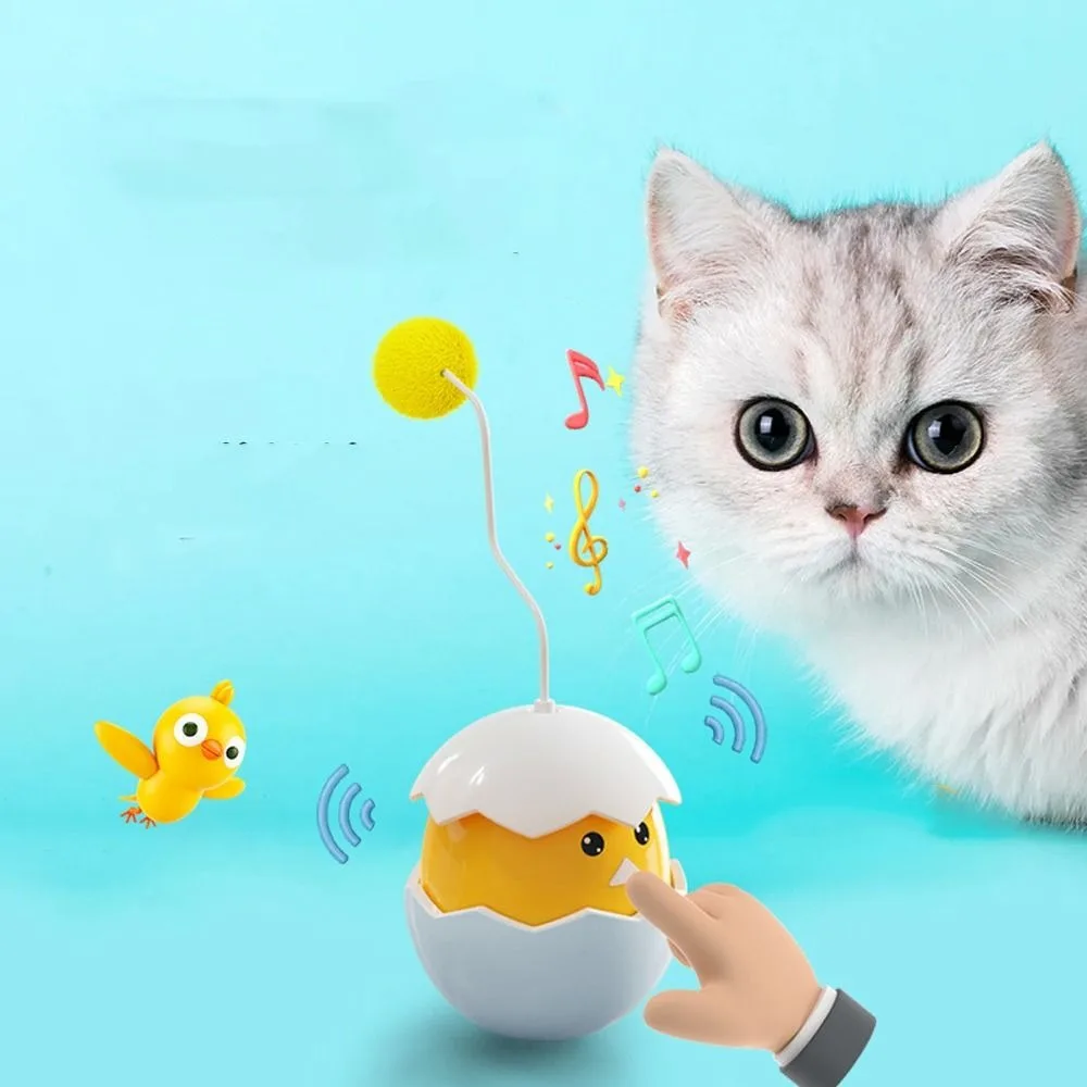 

Funny Cute Cat Teasing Toy Sounding Chicken Egg Shape Cat Sounds Toy Automatic Electric Tumbler Toy Cat Entertainment