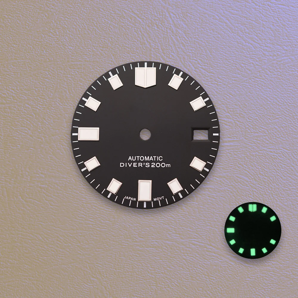  Sell Like Hotcakes 28.5mm S Logo Diver's Blue Dial Green Noctilucent Fit NH35/NH36/7S Movement Watch Modification Accessories