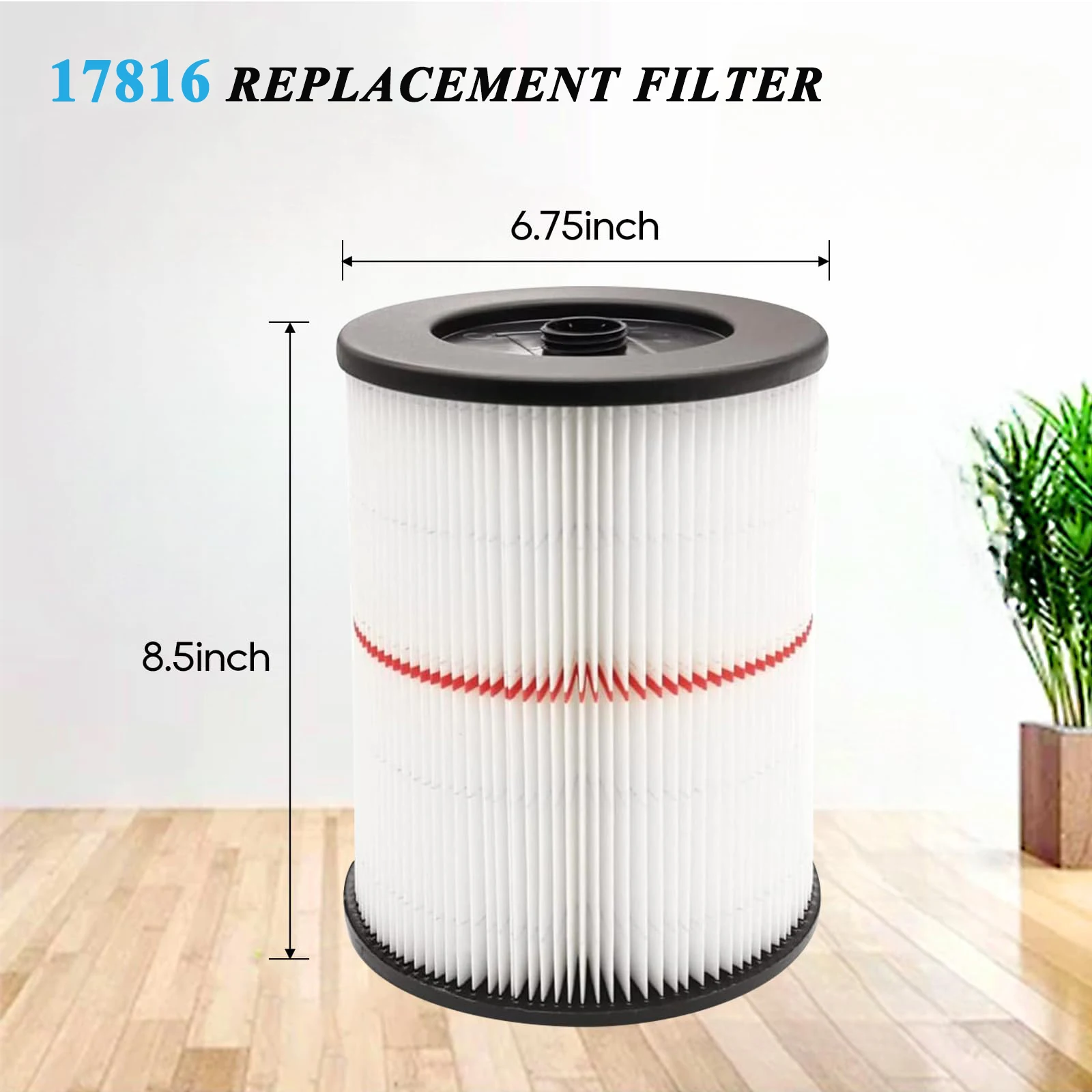 فلتر بديل 17816 للحرفي 9-17816 مكنسة كهربائية رطبة/جافة تناسب 5 جالون