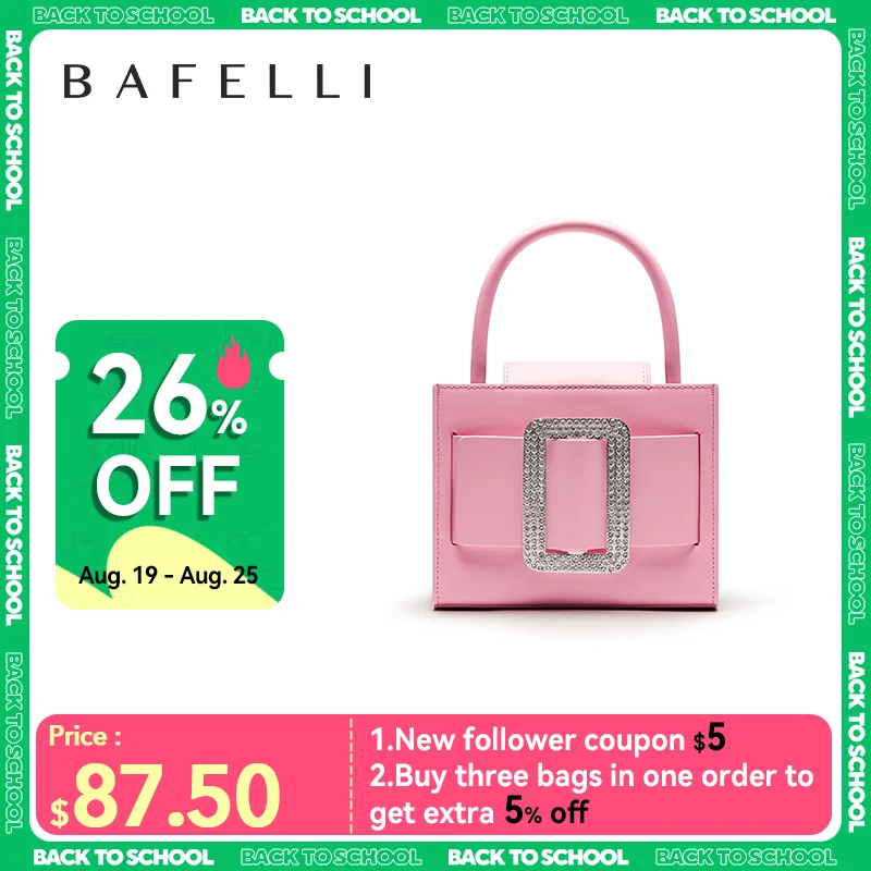 BAFELLI 2023 NEW WOMEN'S FASHION PINK EVENING HANDBAG SHOULDER BOXY BAG CASUAL PURSE LUXURY BRAND DESIGNER LEATHER TREND LADY