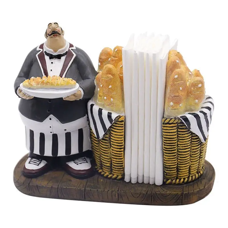 

AC54-Chef Figurine Napkin Holder Cute Italian Chef Kitchen Bar Decorative Paper Towel Holder