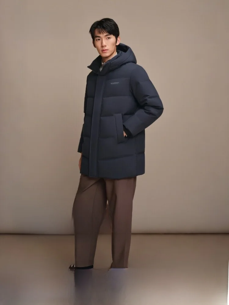 

Классическая мужская утепленная куртка Bosideng с капюшоном, 90% пуха, средней длины, теплая, универсальная, из синтетического волокна, для города, повседневная