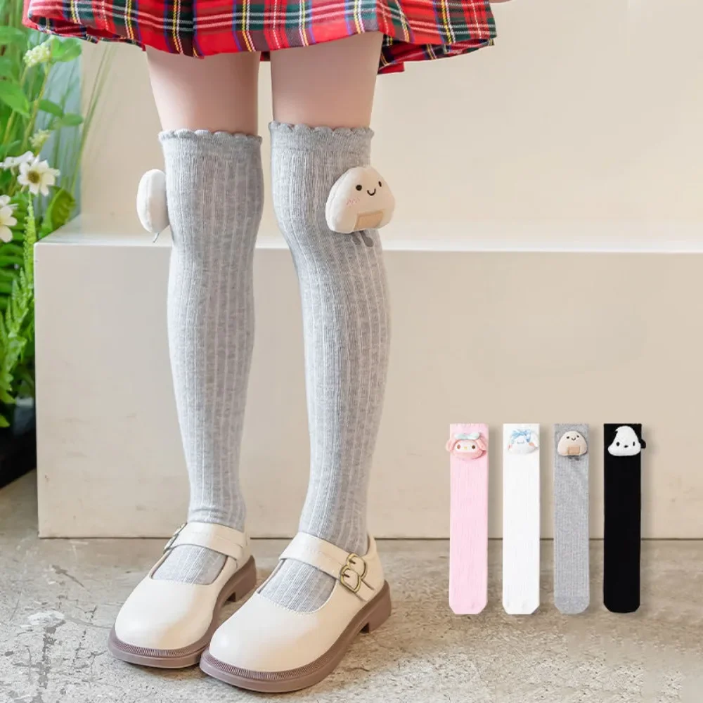 Kawaii My Melody Kids Plush Doll Keen High Socks Sanrio Cinnamoroll Pochacco Anime Lolita Girl Thigh High Socks with Lace Edge