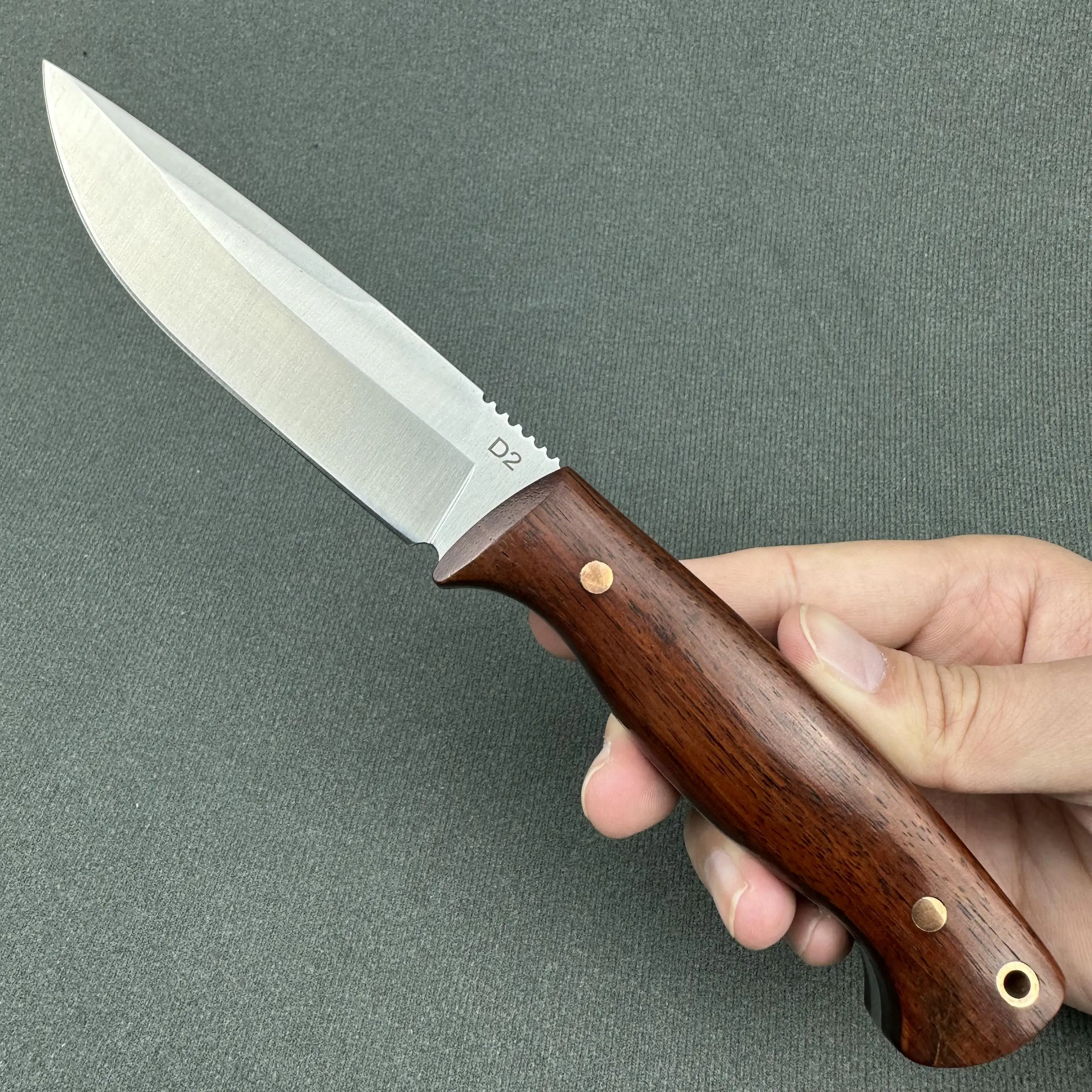 Topwell Handmade Knife D2 Steel Fixed Blade Full Tang Dalbergia Handle Leather Sheath Professional Hunting Bowie Fish EDC Knife
