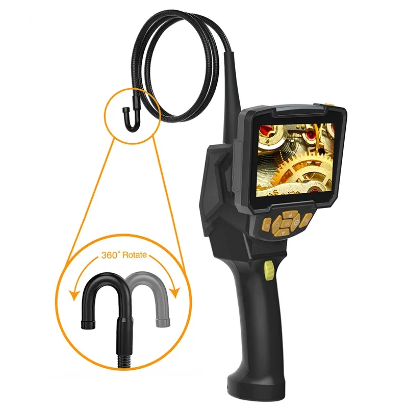 

ANESOK 805P 4.3 Screen Two-Way 360 Rotation Articulating Borescope IP67 Waterproof Probe Automotive Endoscope Inspection